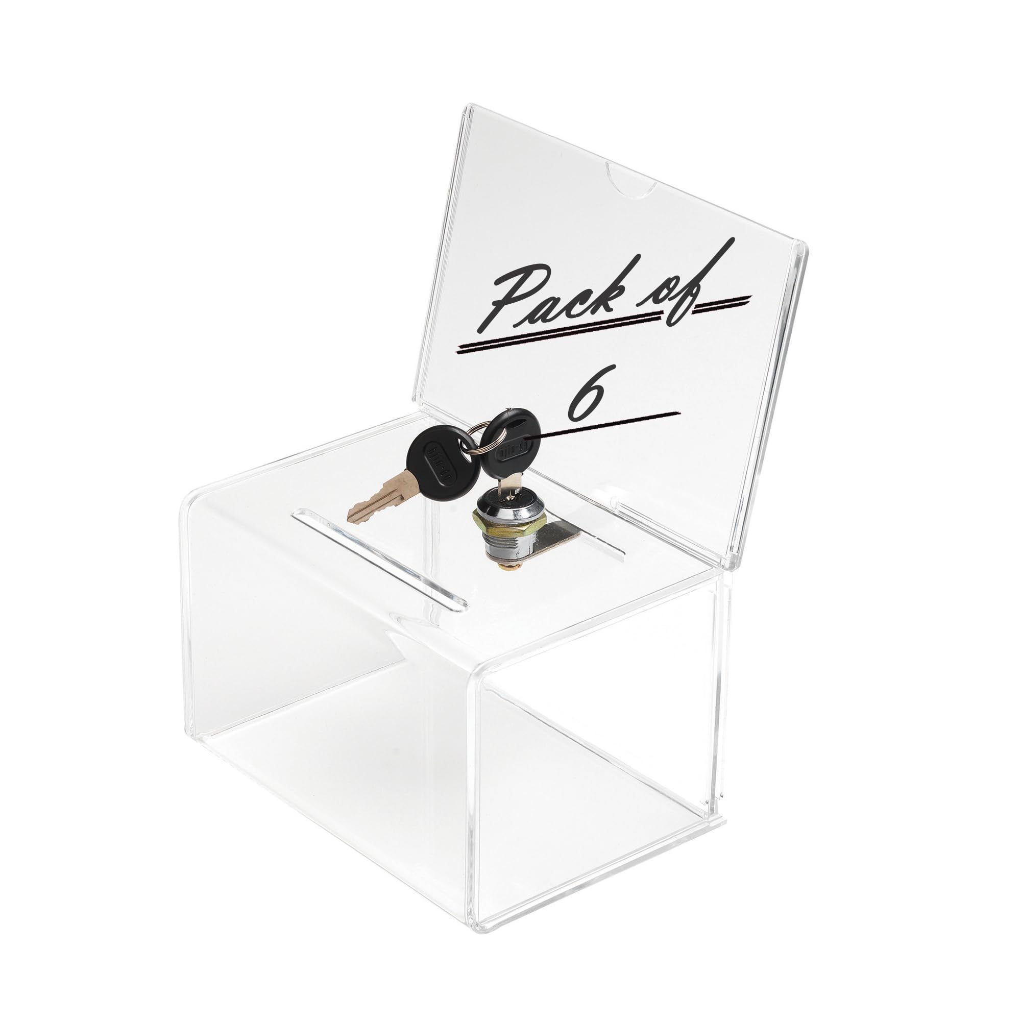 Deflecto Pack of 6 Suggestion Box with Lock and 2 keys - 16.5x20.5x13.5cm- Crystal