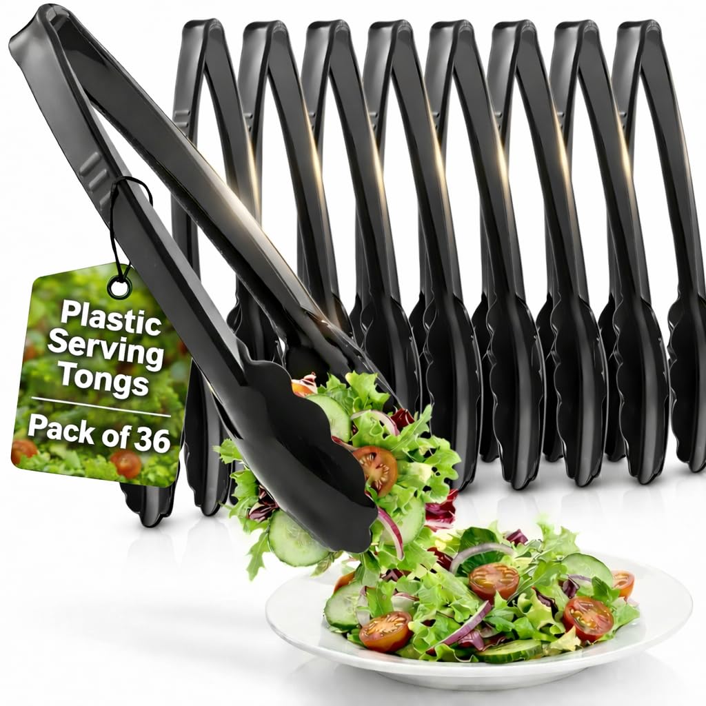 9-Inch Plastic Serving Tongs (12 Pack) -7