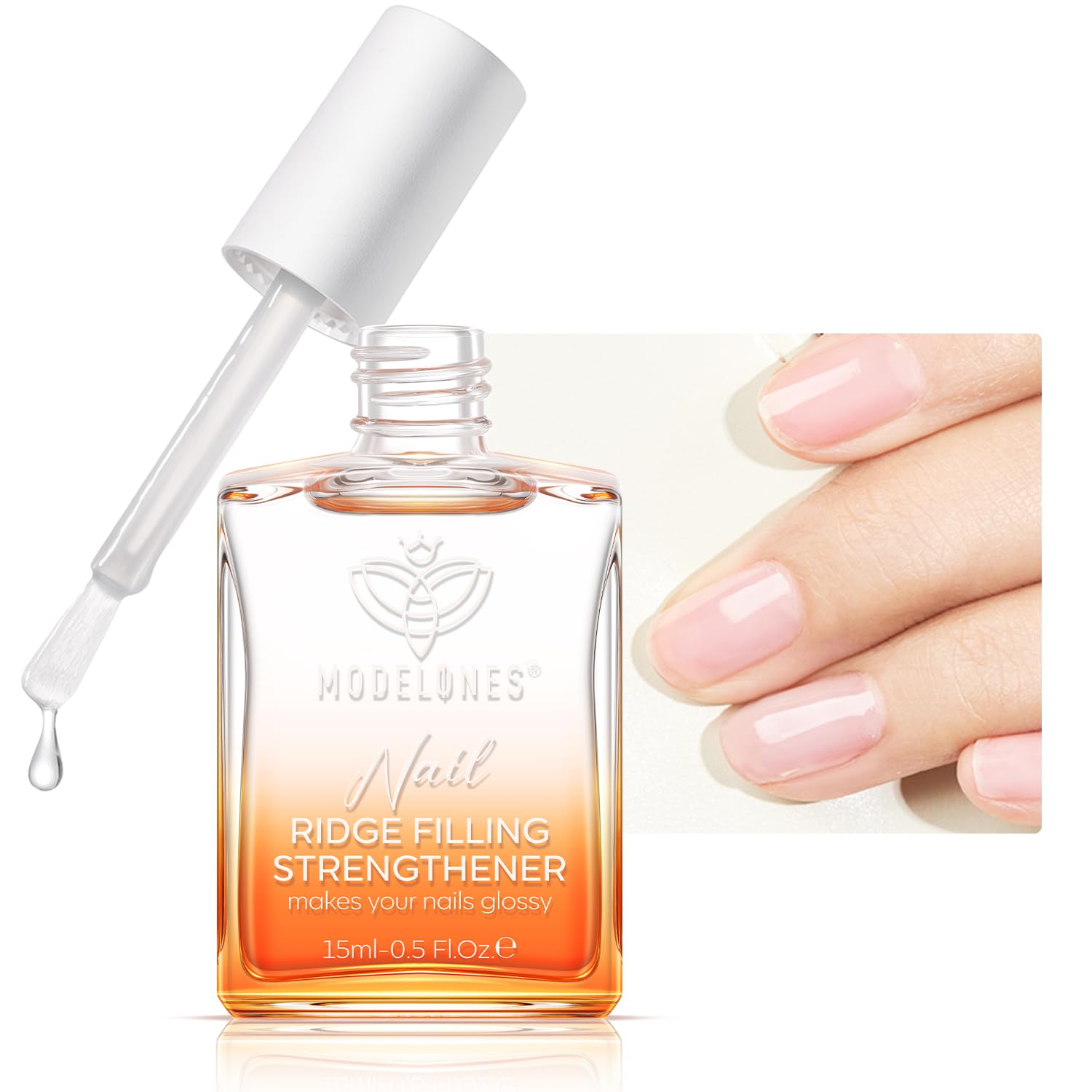 modelones Nail Strengthener Clear Nail Polish Repair for Damaged Nail Hardener Extra Strong and Growth Crystal Clear 15ml