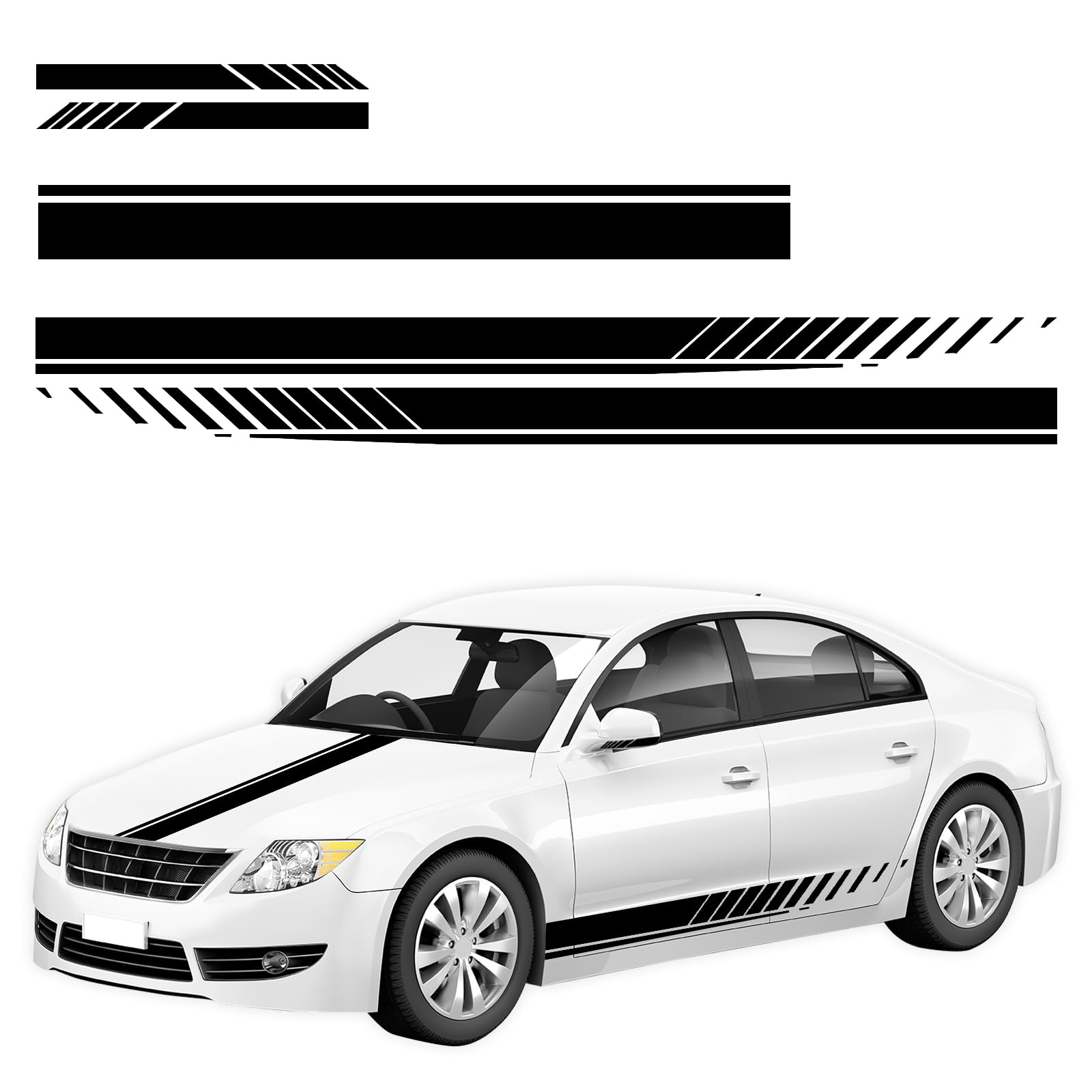 5PCS Car Hood Stripe Sticker,Racing Decal Stickers for Auto Body Side,Self-Adhesive Car Stickers with Squeegees,Universal Modified Stripe Decal Decoration for Vehicles Skirt Roof Hood Bumper (Black)