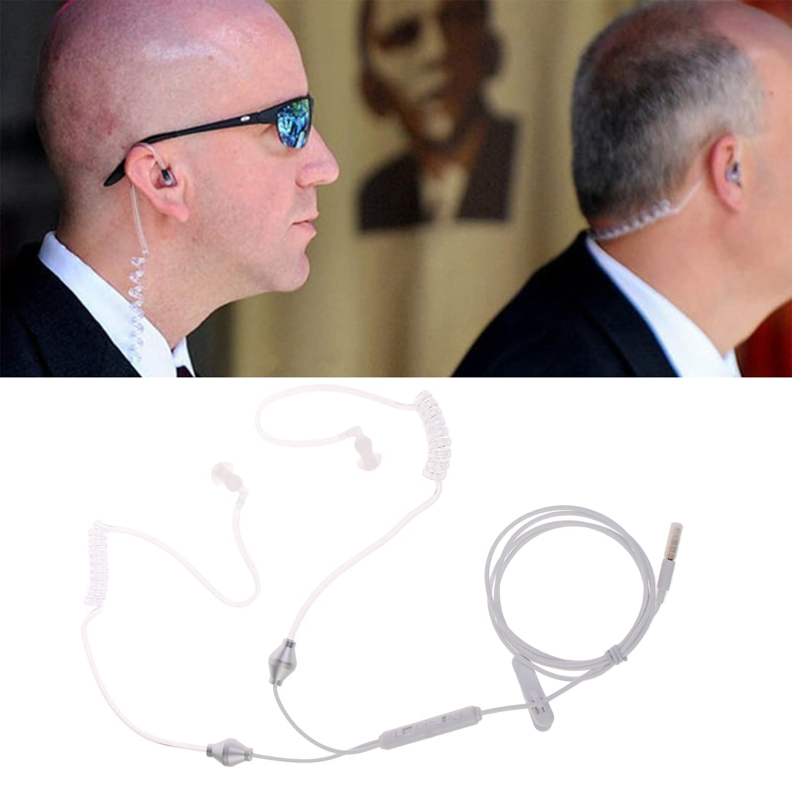 GRABLOOM Stereo in Ear Air Tube Earbud Radiation-Proof Hands-Free Headphone Binaural Earphones with Microphone for Phones Binaural Double-Helix Radiation-Proof Earphone