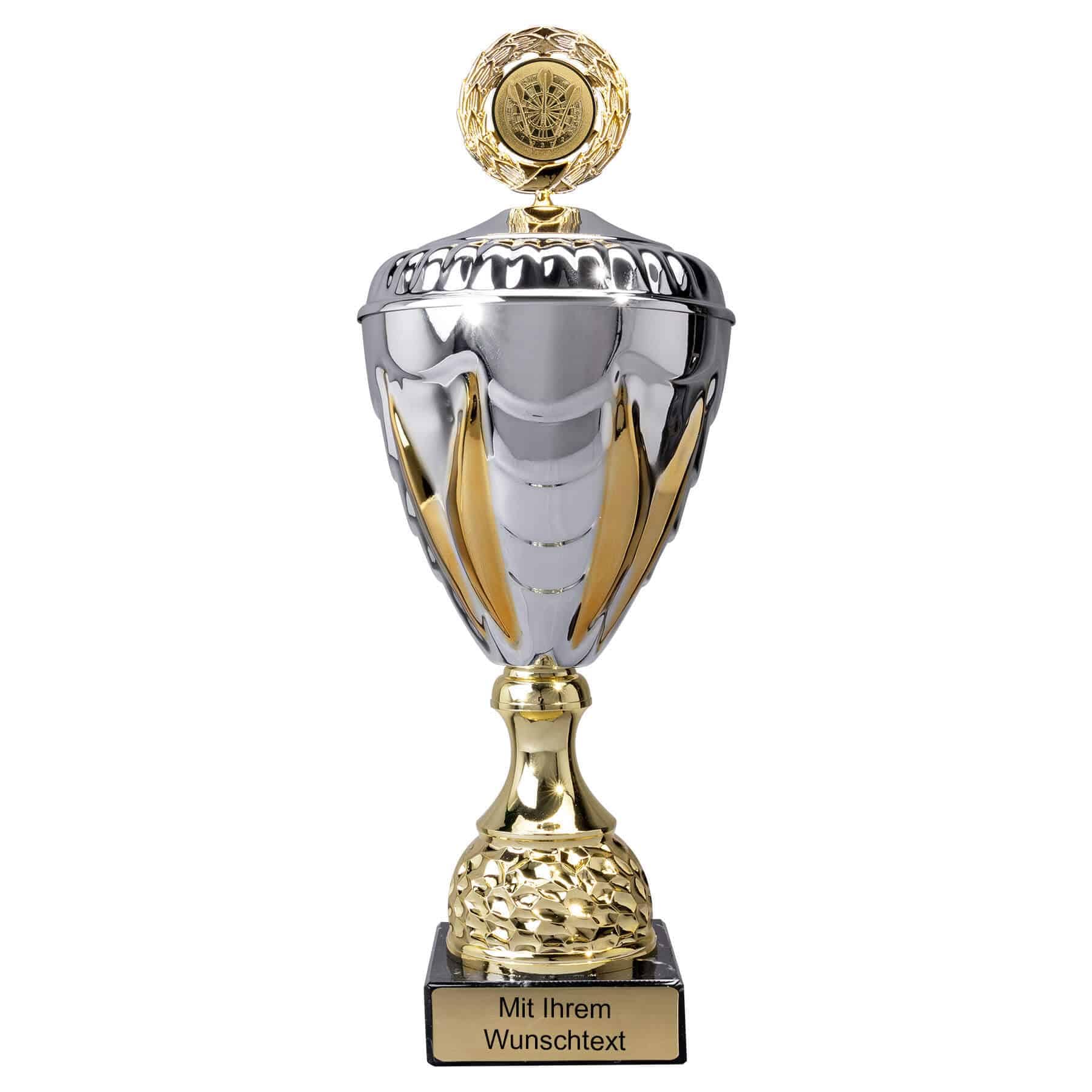 Dart-Pokale 6er Serie Gold-Silber mit Deckel
