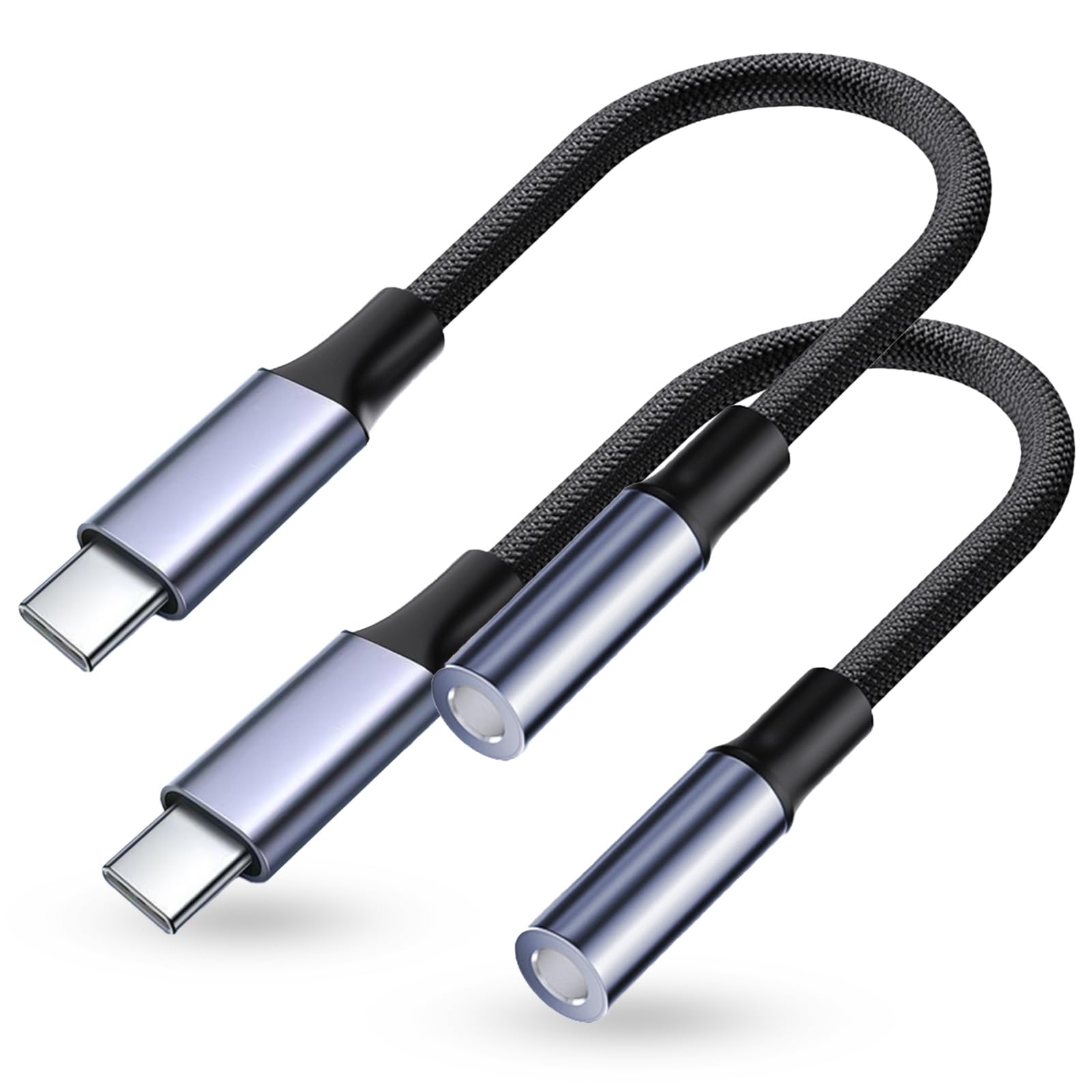 JHAOUS USB Type C to 3.5mm Headphone Jack Adapter, (2-Pack) USB C to Aux Female Audio Dongle Cable Cord Compatible for iPhone 15 Pro Max/15 Pro/15 Plus, Samsung Galaxy S23/S22 Ultra, iPad Pro MacBook