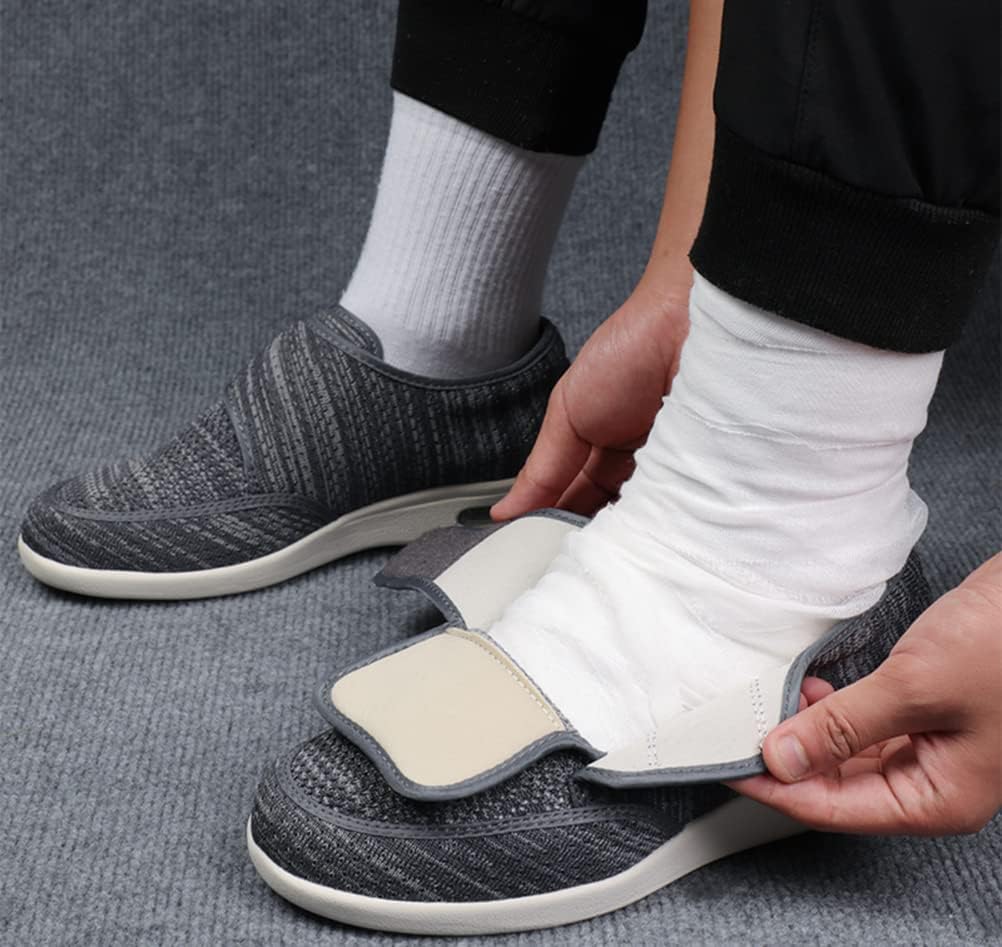 Men Diabetic Shoes Wide Width Elderly Walking Shoes with Adjustable Closure Air Cushion Sneakers for Plantar Fasciitis Bunions Swollen Feet