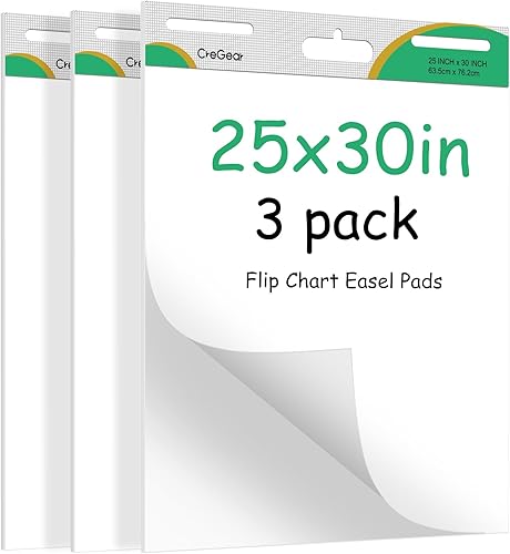 CREGEAR Bloc de caballete adhesivo, papel de gráfico (25 x 30 pulgadas), paquete de 3, blocs de notas grandes autoadhesivos con parte trasera