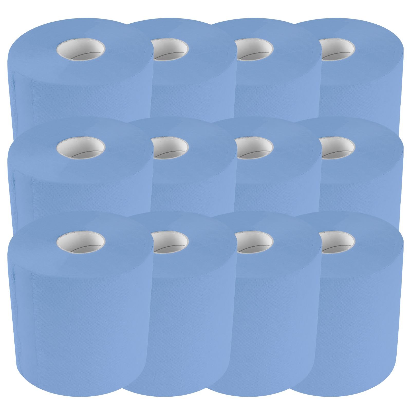 TECPO Rotolo di carta da 6000 fogli, 21 x 34 cm, perforato a 2 strati, rotolo di panno riciclato blu, per pulizia assorbente, adatto per industria, officina, ristorante e commerciale (12 x 500 fogli)