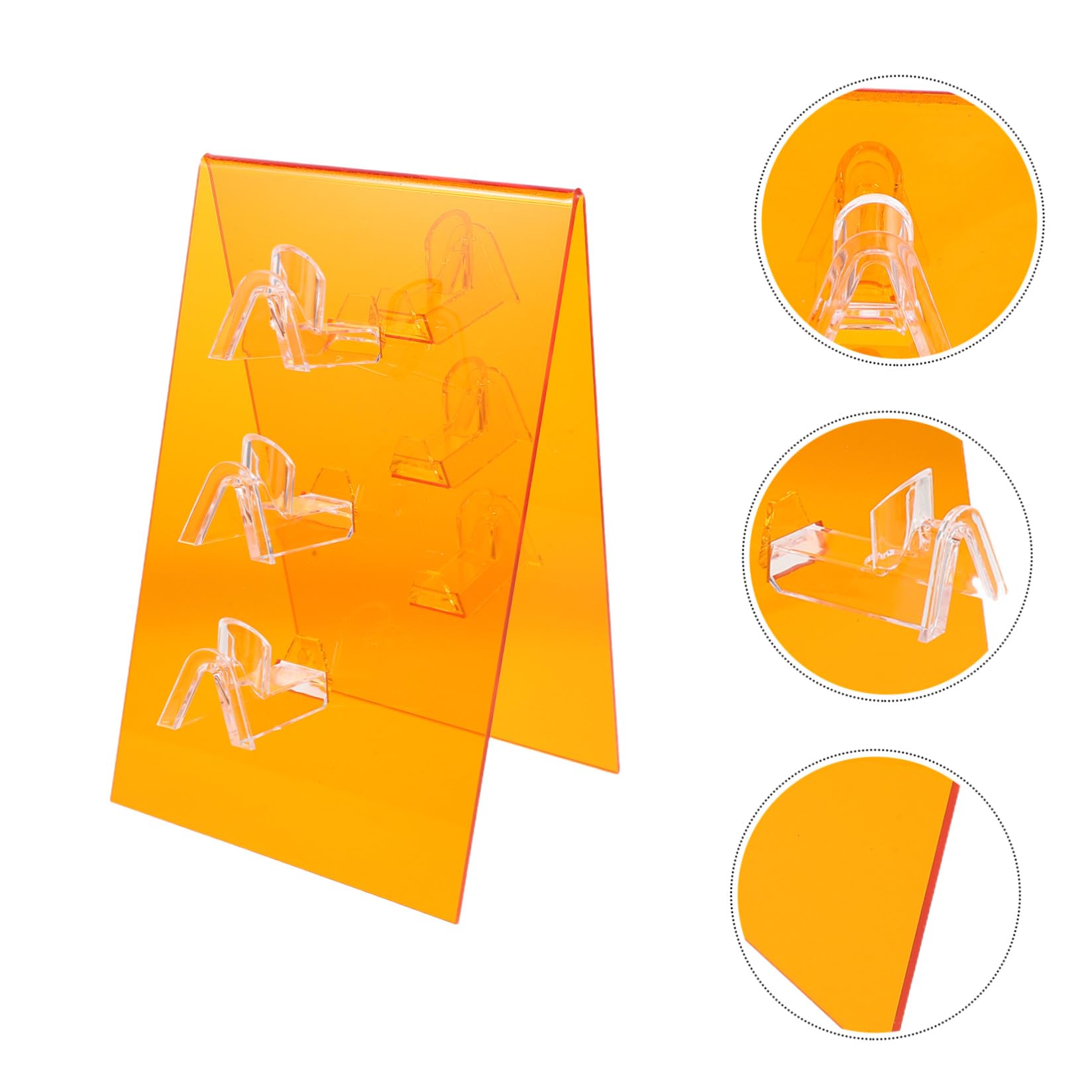 Espositore per Occhiali in Acrilico Trasparente Doppia Faccia Base Stabile e Design Moderno per Negozi ed Esposizioni Arancione