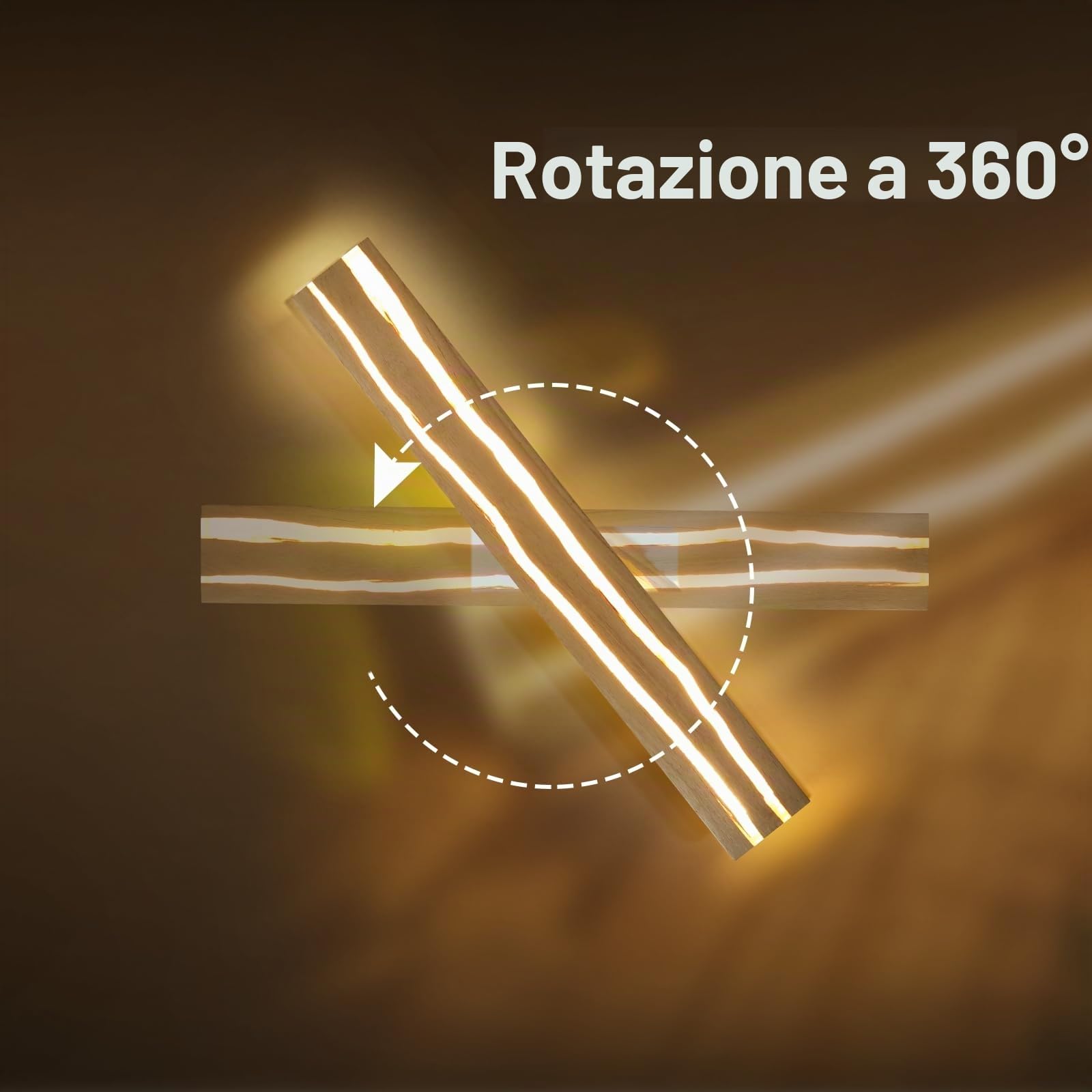 ZMH lampada da parete, applique LED - in legno 50cm 3000K bianco caldo luce notturna moderno per camera da letto scala corridoio illuminazione interna