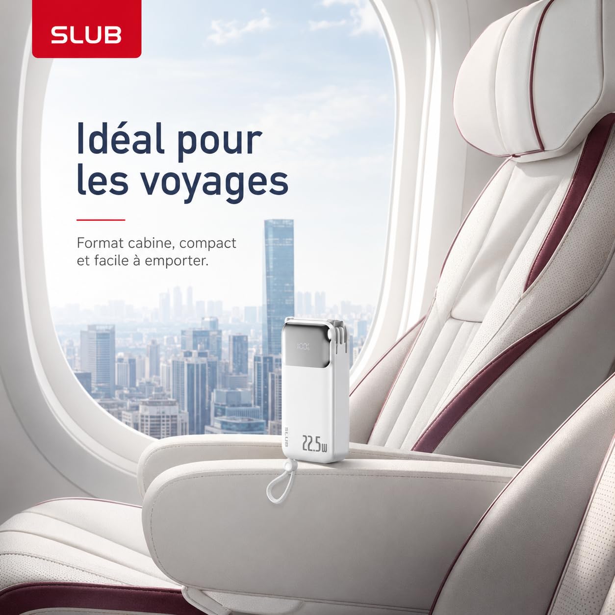 SLUB Batterie Externe 10000mAh 22,5W, Chargeur Portable Compact