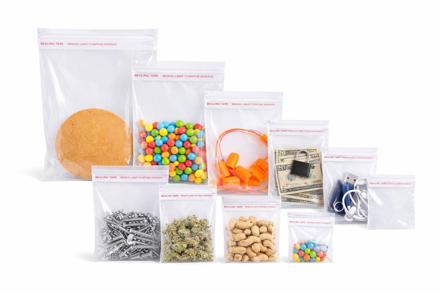 Inflate Decorate Ltd. Clear Self Sealing OPP Bags, 100 Pack, Polyethylene, Resealable, 20x10x15cm, Rectangular, for Food Storage (6" x 6")