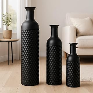 Leewadee Black Tall Floor Vase, Set of 3 Decorative 26/21/16″ Large Vase...