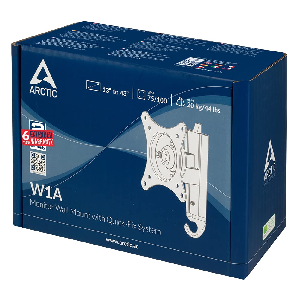 ARCTIC W1A - Supporto a muro per monitor e TV con sistema di montaggio rapido