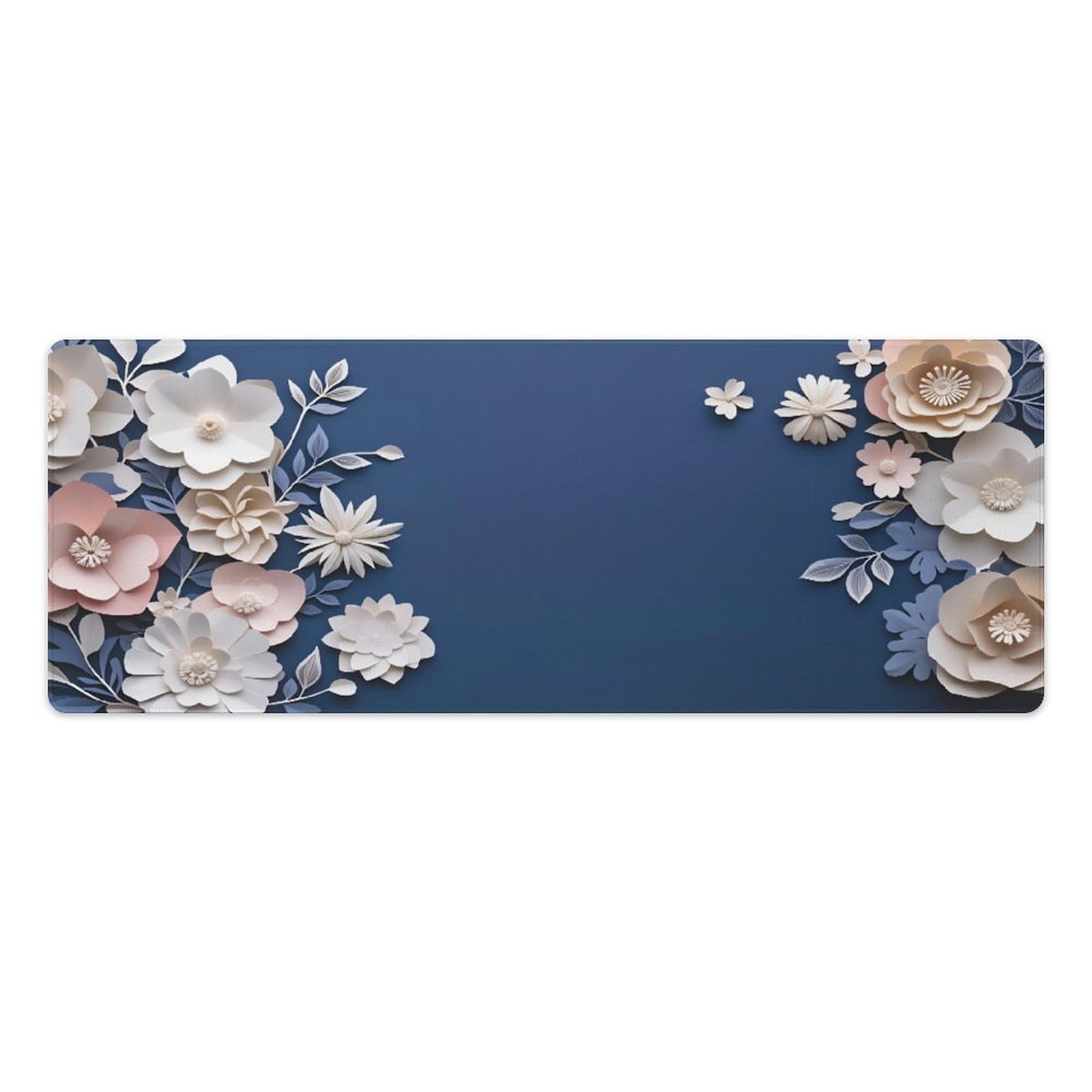 Floral Large Mouse Pad 12"×32" inch Extended Gaming Mousepad Desk Mat Long Computer Keyboard Non-Slip Base Stitched Edges for Home Office Work