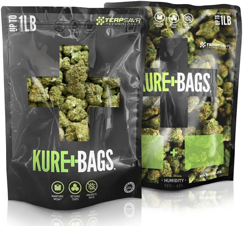 1 Pound Resealable Food Storage Bags with Clear Windows – Smell Proof, Heat Seal, Sealable & Reusable Stand-Up Bags with 58–62% RH Humidity Control for Packaging & Curing (10-Pack) 1 Pound (Pack of 10)