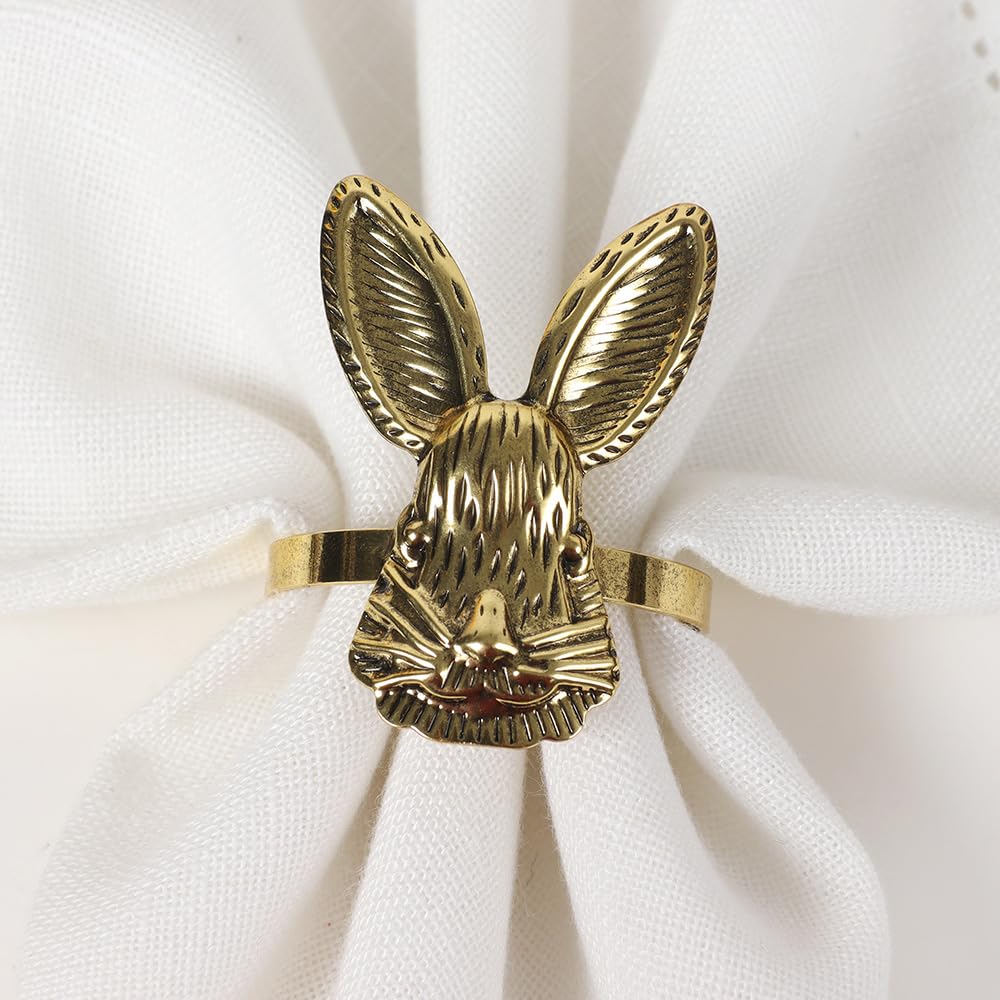 Hebilla de Metal servilletero servilletero Anillo, 12 Piezas de Hebillas for manteles de Boda con Forma de Cabeza de Conejo, Anillos de Papel for Toallas de decoración de Hotel(Gold)