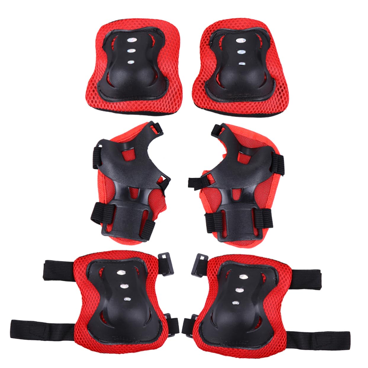 BCOATH 6Pcs Protective Gear Elbow and Knee Pads for Cycling and Skateboarding Stylish Black and Red Design Comfortable and Durable Sports Protective Equipment
