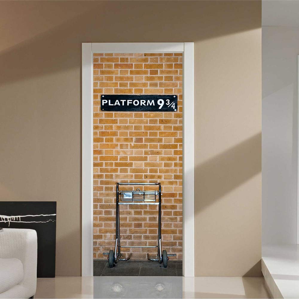 Plattform 9 3/4 3D Tapete Ziegel Tür Aufkleber Diy Wandbild Home Decor Diy Poster Pvc Wasserdichte Tür Wandbilder Wand Poster