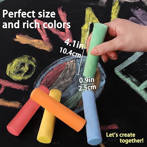 Miniatura 2 de Juego de 60 tizas para acera lavables de colores gigantes, 20 colores para estudiantes, adolescentes, suministros escolares, entrada y parque