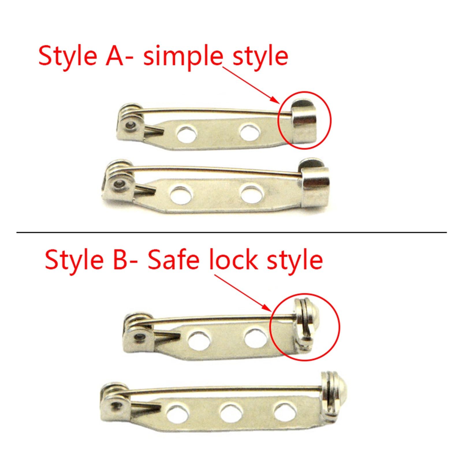 Zapięcia do broszek, Stainless Steel Brooch 20pcs Badge Holder Base Bar DIY Jewelry Making Findings(Safe lock 25 mm)
