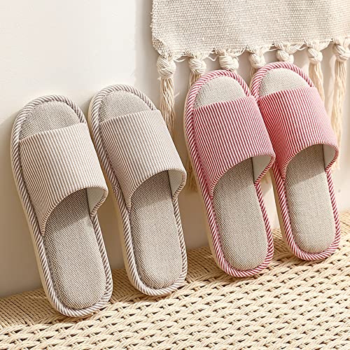 جيجي شبشب للنساء والرجال، شبشب كتان مفتوح عند الاصابع، صنادل صيفية للاماكن الداخلية والخارجية وغرفة النوم (كاكي 38/39)