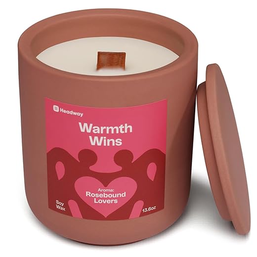 Headway Red Jar Scented Candle - Rose Musk Fragrance - 100% Soy Wax Scented Candles for Home, Valentines Day - Couples Gifts - Long-Burning Aromatherapy