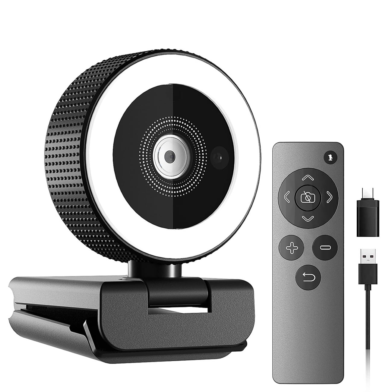 TECHNOVIEW Web Camera 2k Ultra HD Lens with Microphone USB Web Cam for Laptop Pc with Ring Light and Remote Control, Dual Mic, 8X Digital Zoom,Privacy Cover Web Cameras for Desktop