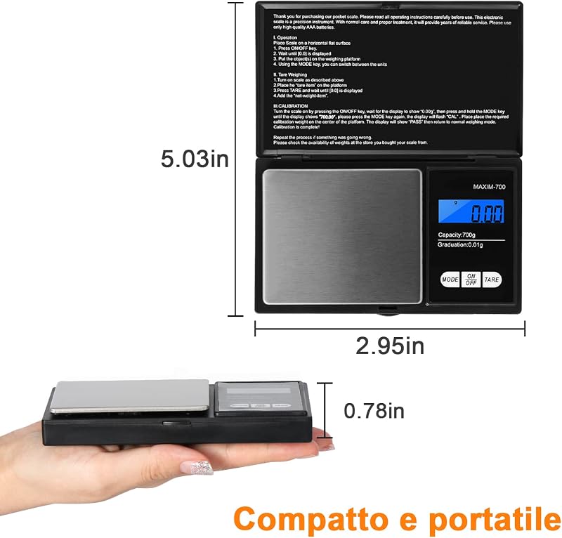Vinabo Digitális Precíziós Mérleg 0,01g LCD Kijelzővel Arany