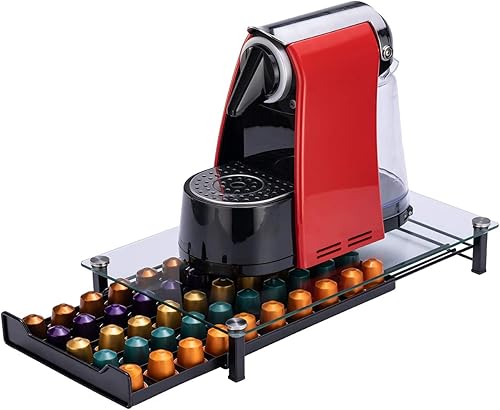 Rice rat Soporte de almacenamiento para cápsulas de café organizador de cajones originalina vidrio templado de cristal 50 cápsulas