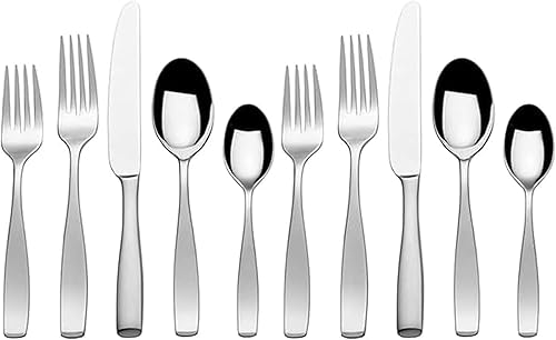 Miniatura 15 de Mikasa Satin Loft Juego de cubiertos de 65 piezas para 12, cubiertos de acero inoxidable 18/10 con tenedores, cuchillos, cucharas y utensilios