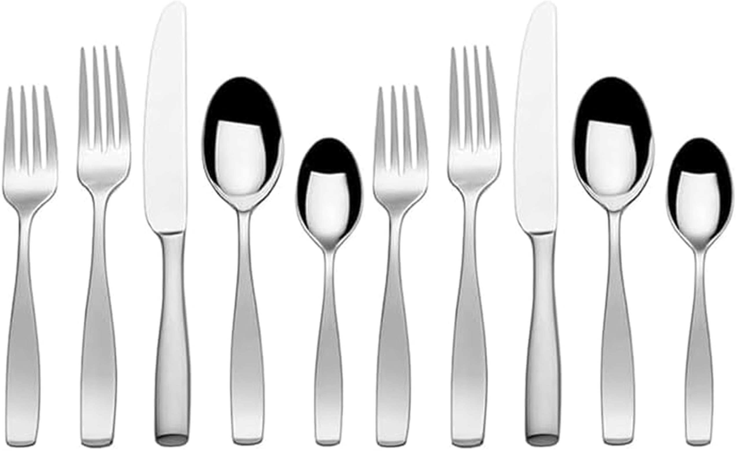 Mikasa Satin Loft 65-Piece Flatware Set for 12,18/10 Stainless Steel Silverware with Forks,Knives,Spoons,and Serving Utensils,Durable and Elegant Design,(Pack of 2)