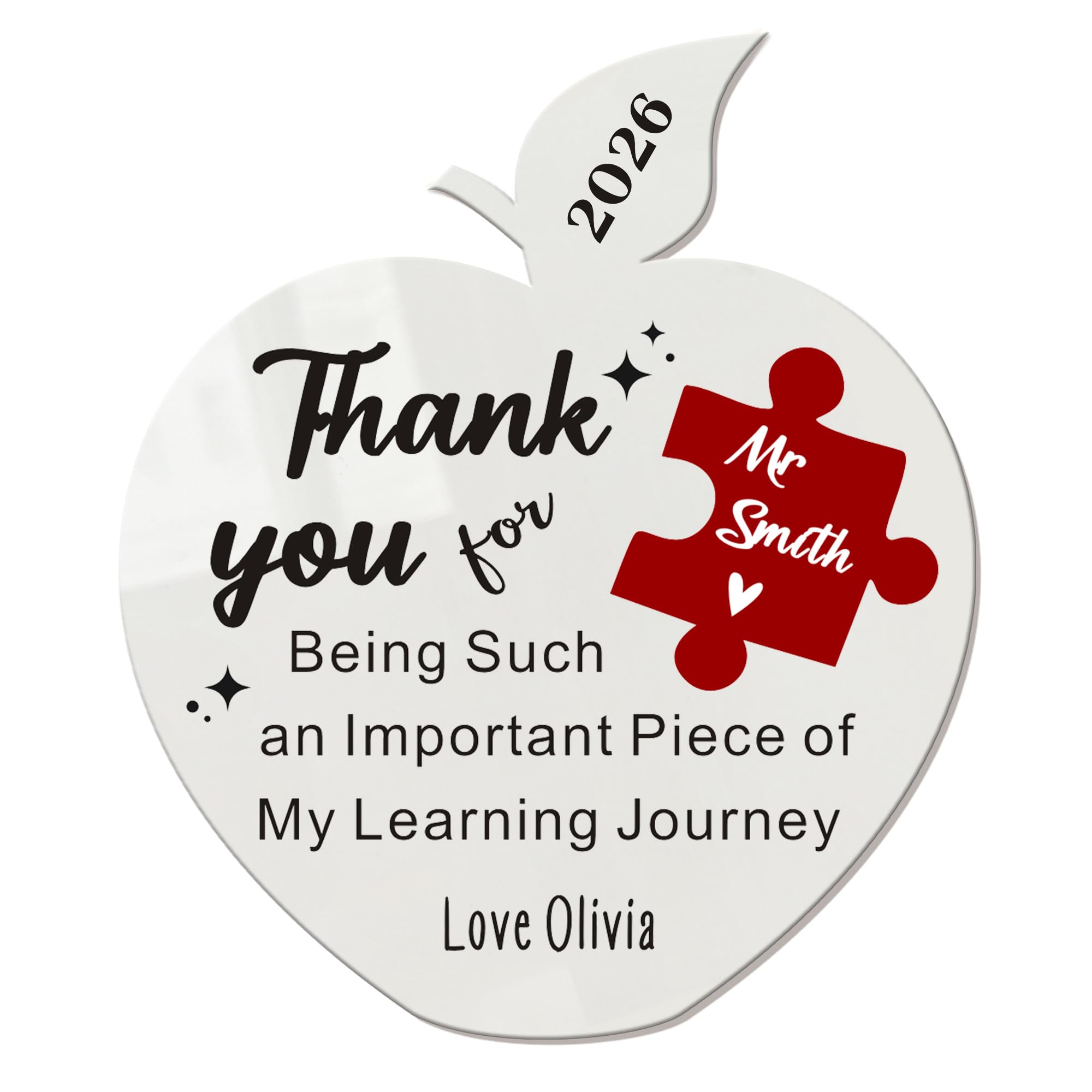 Personalised Teacher Gifts for Women Men Custom Fridge Magnets Gifts Thank You Gift Thank You Teacher Appreciation Gifts for Teacher End of the Year Assistant Tutor (White-Apple, Design 1)