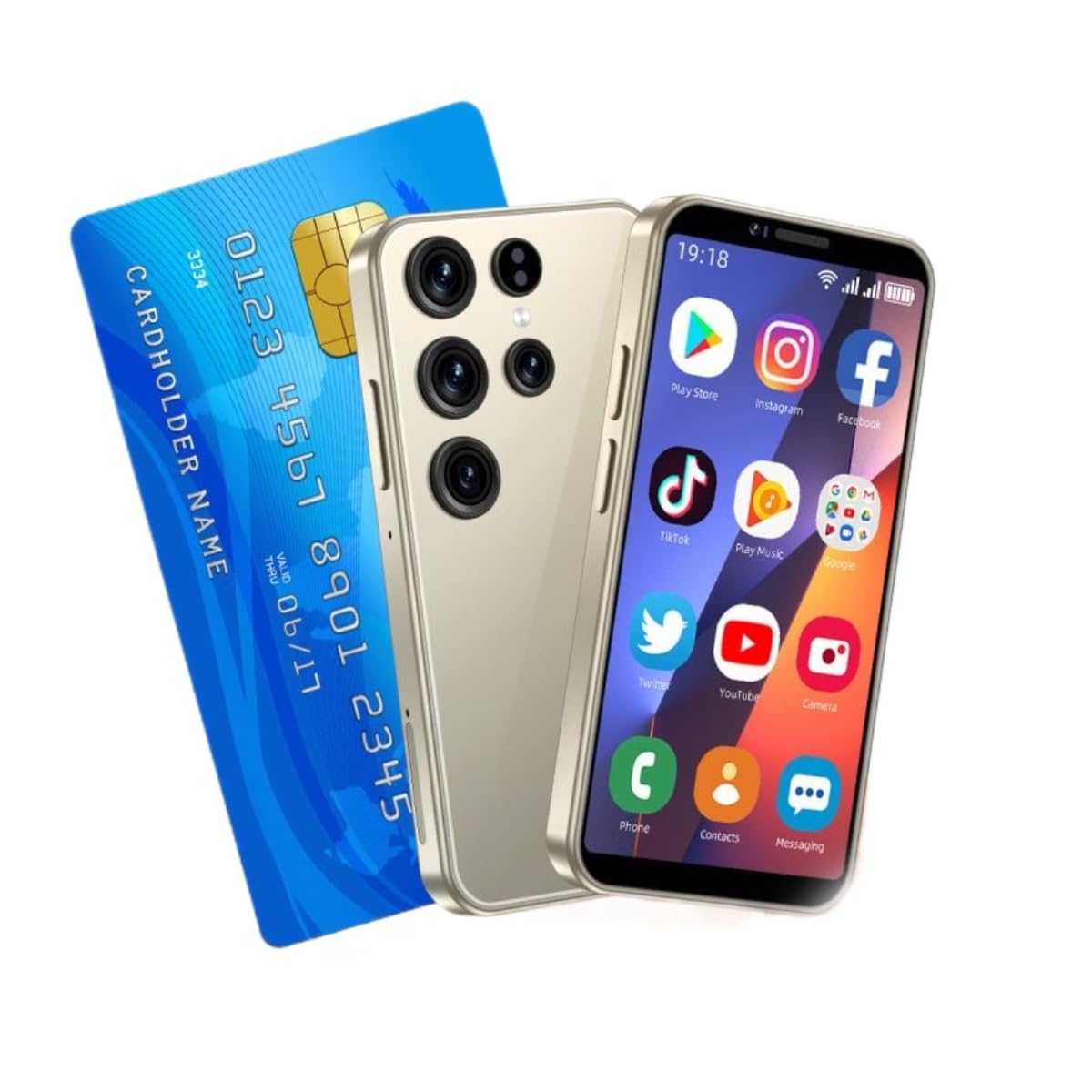 Mini Smartphone S24 Ultra 3G Unlocked Mini Phones 3.5" HD Display WiFi GPS Android 8.1 Cell Phones HD Camera Dual Sim Small Phone 2GB RAM 16GB ROM Mobile Phone (Gold)
