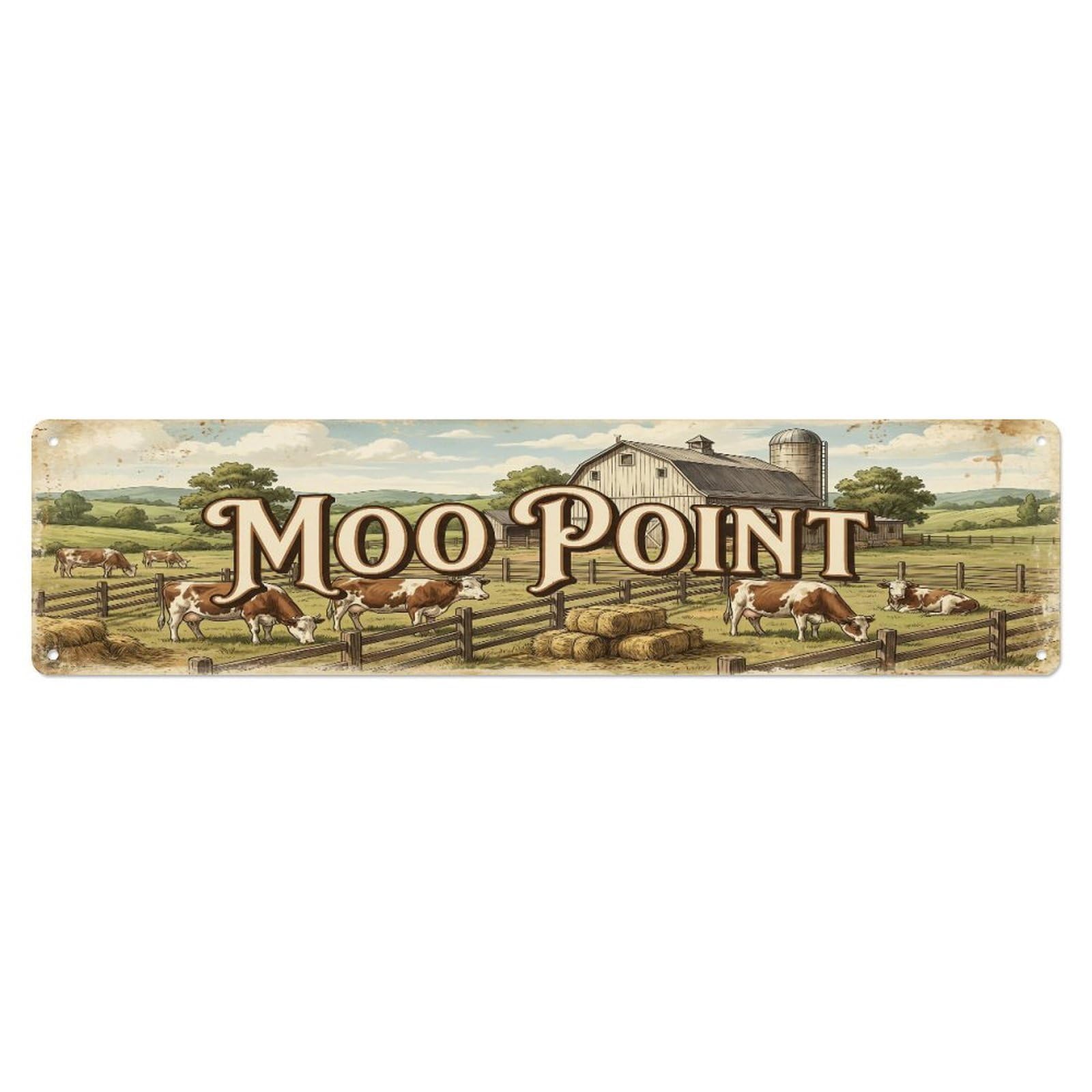 Xanthor Style Metal Tin Sign Vintage Pen Moo Cow Farmhouse Funny Cow Backyard Farm