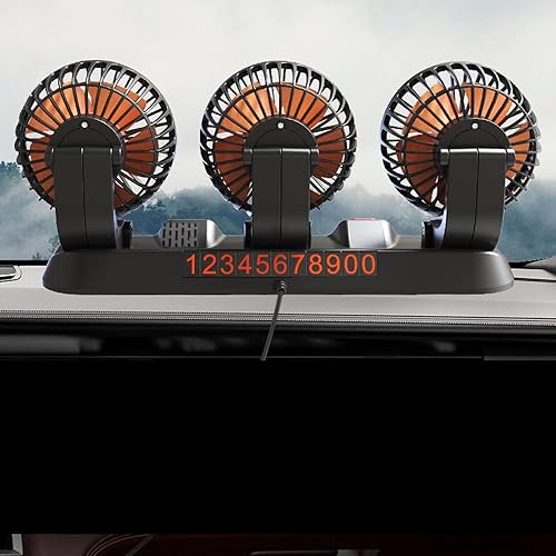 Miniatura 8 de Ventilador eléctrico, 3 cabezales, ventilador de automóvil, portátil, ventilador de refrigeración de aire, ventilador eléctrico silencioso de