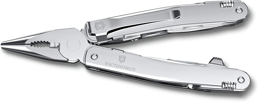 Victorinox Swiss Tool Spirit MX Clip Swiss Army Knife, 25 Function Swiss Made Multitool with Large Blade, Pliers and Wire Cutter - Silver