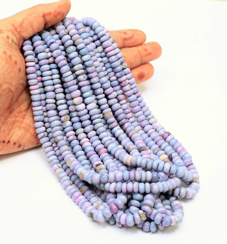 Perles opale lavande bleue lisses pour bijoux sans irritation
