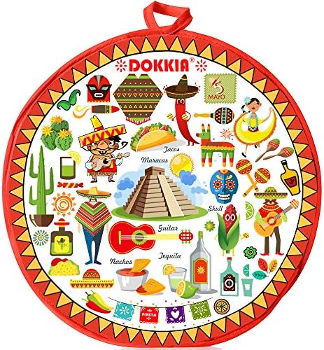 DOKKIA Tortilla Warmer Pouch 12 Inch Microwavable Cloth Fabric Insulated Bag Holder Server to Keep Taco Warm for an Hour Maracas Sombrero Serape Poncho Party