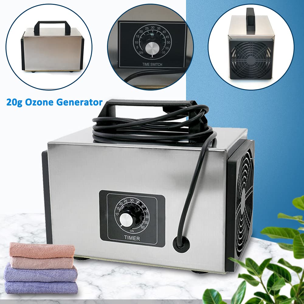 Ozongenerator, 20G Ozongerät, Ozonisator mit Zeitschaltuhr Geräusch: ≤ 30dB Industrial Air Purifier Geruchskiller Geruchsneutralisierer für Auto, Rauch, Haustiergerüche, Küchengerüche