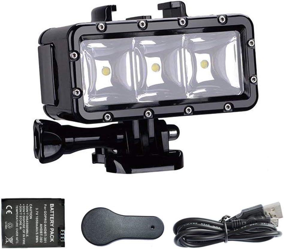 Suptig Underwater Light, Waterproof Light, Dimmable Waterproof (45m) LED Video Light for GoPro 13,11,10,9,8,7,6,5,4,3, DJI Action, Insta 360 Action Cameras