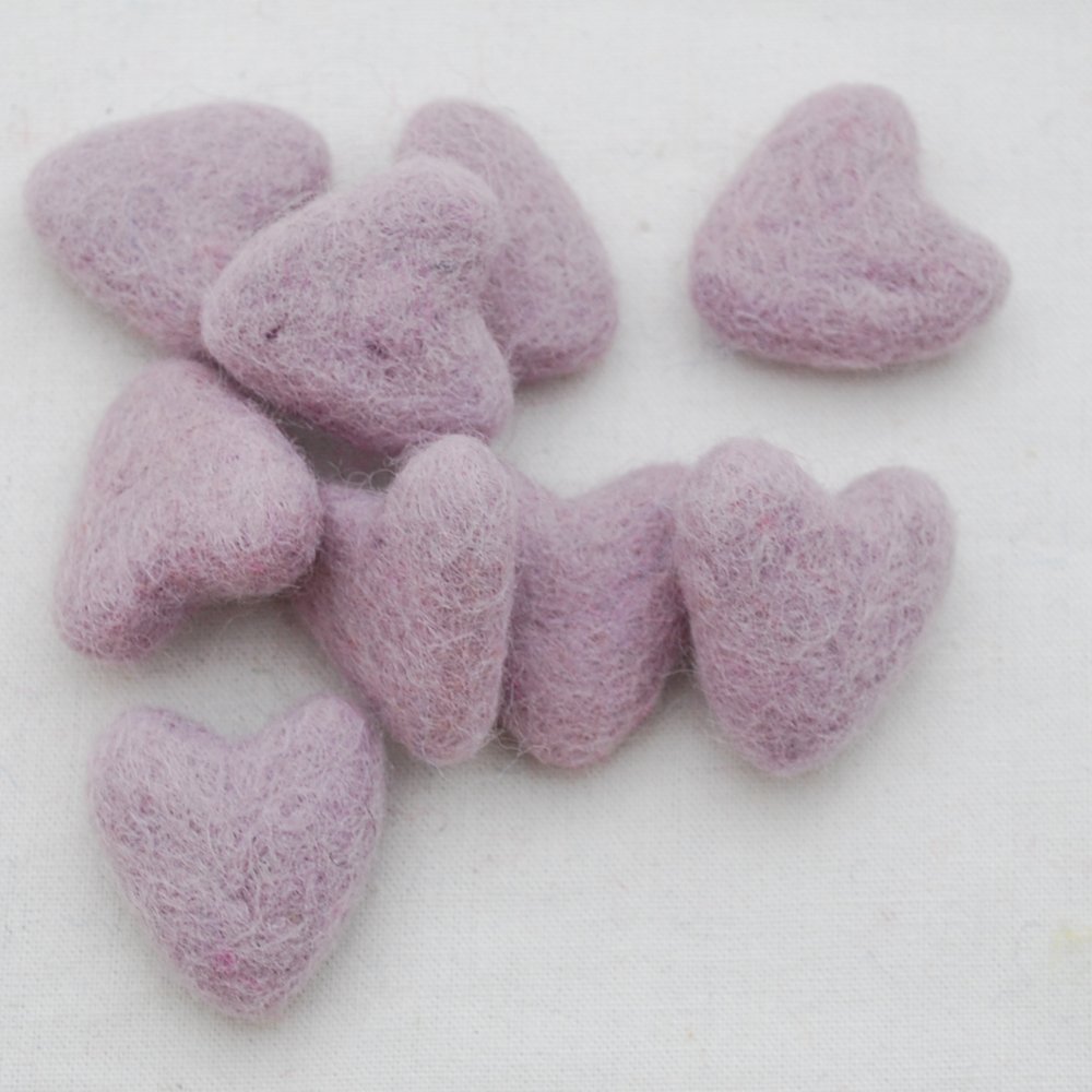 Oriental Direct Thistle Purple 100% Wool Felt Hearts - 3Cm - 10 Felt Hearts