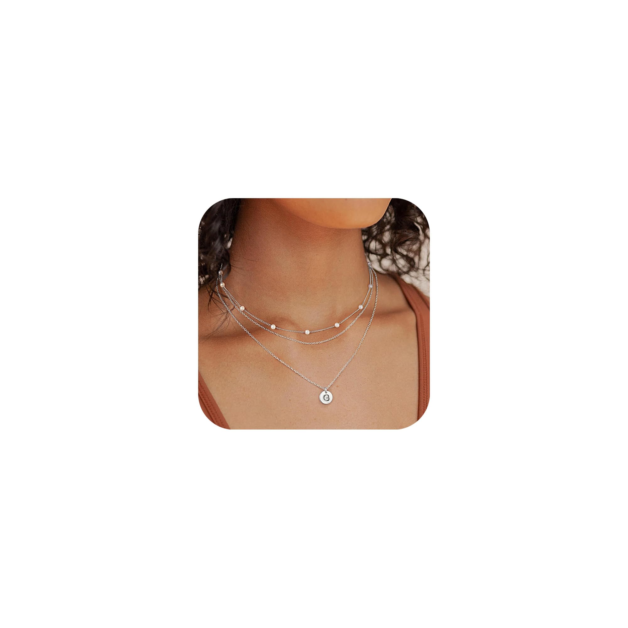 Turandoss Layered Gold Pearl Necklaces for Women - Initial Gold Necklaces for Women, Dainty Gold Necklace, Initial Gold Letter A-Z Pendant Necklace, Gold Jewelry for Women Gifts