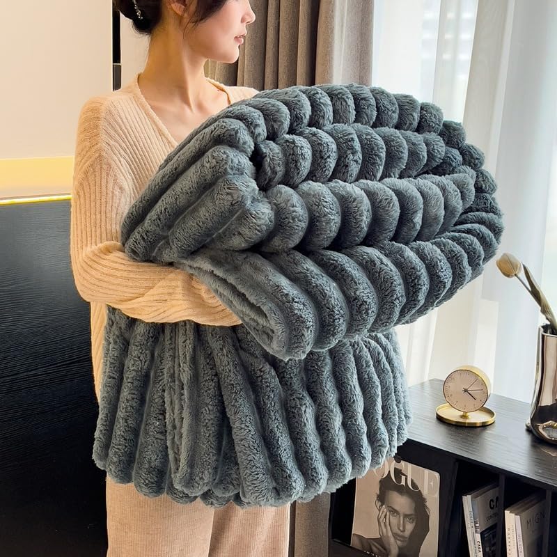 Bunny Blanket for Women, Bunny Blanket for Adults, Bunny Blanket King Size, Soft Bunny Fluffy Fuzzy Warm Blanket for Girls, for Chair Bed Sofa (Dark Gray,120x200cm(47x79in))