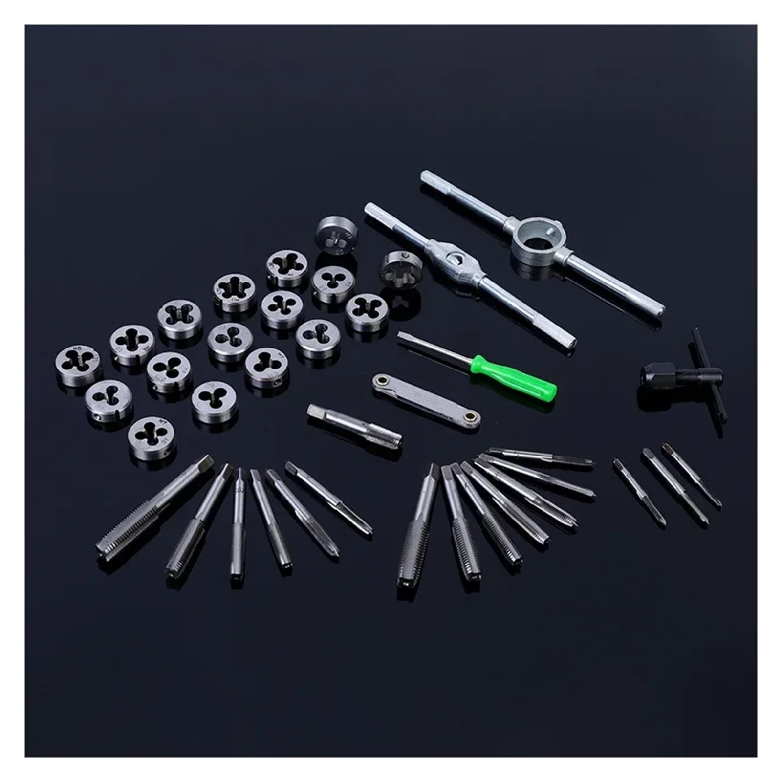 Juego de machos de roscar de 40 piezas M3-M12 con rosca métrica, llave de macho de roscar manual, herramienta de roscado de metal, juego de machos de roscar de alambre de acero