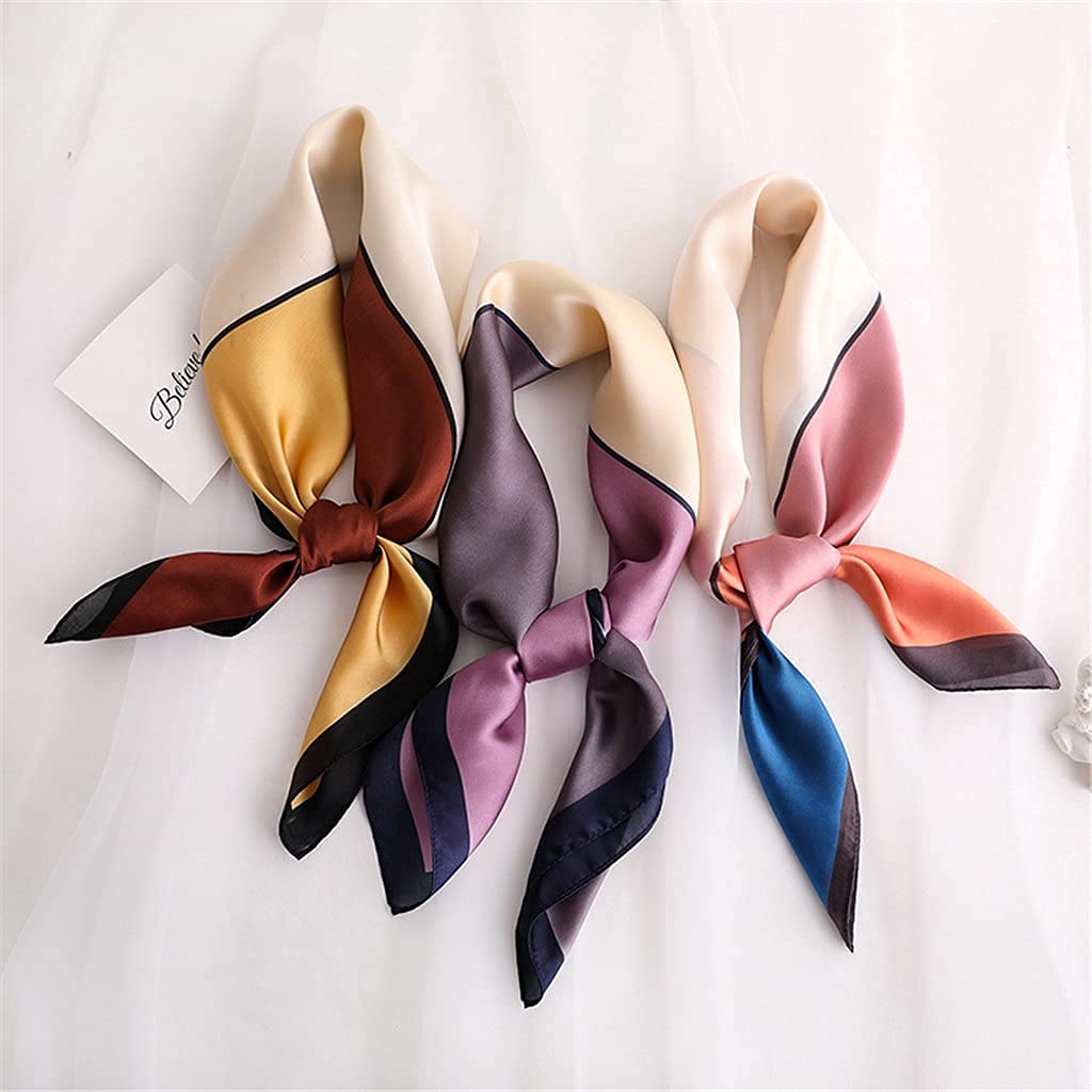 Bufanda de Mujer Bufanda Cuadrada Estampado de Corbata de Pelo Pañuelo de Seda Satinada Pañuelo de Cabeza para Mujer Pañuelo de Seda de Tira Larga pequeña (A 70 * 70 CM)