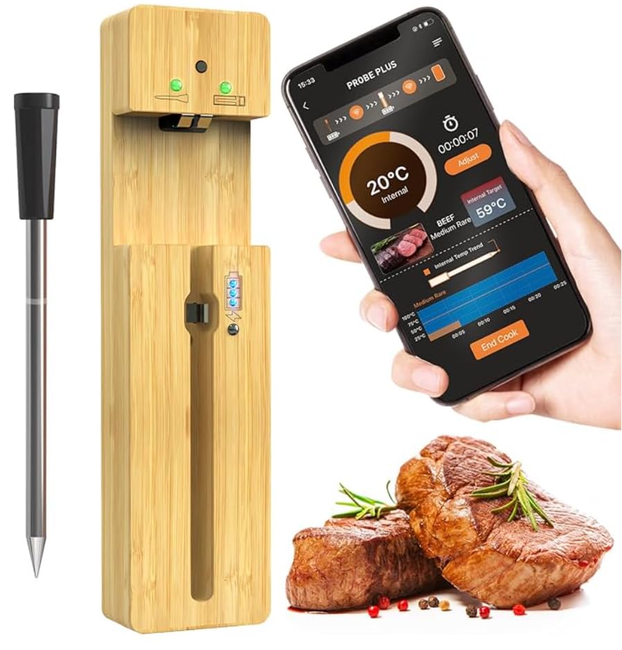 LILILI 500FT Wireless Meat Thermometer,Bluetooth Digital Food Thermometer,Smart Waterproof Cooking Meat Thermometer,Portable for Outdoor,Grilling,BBQ, Air Fryer