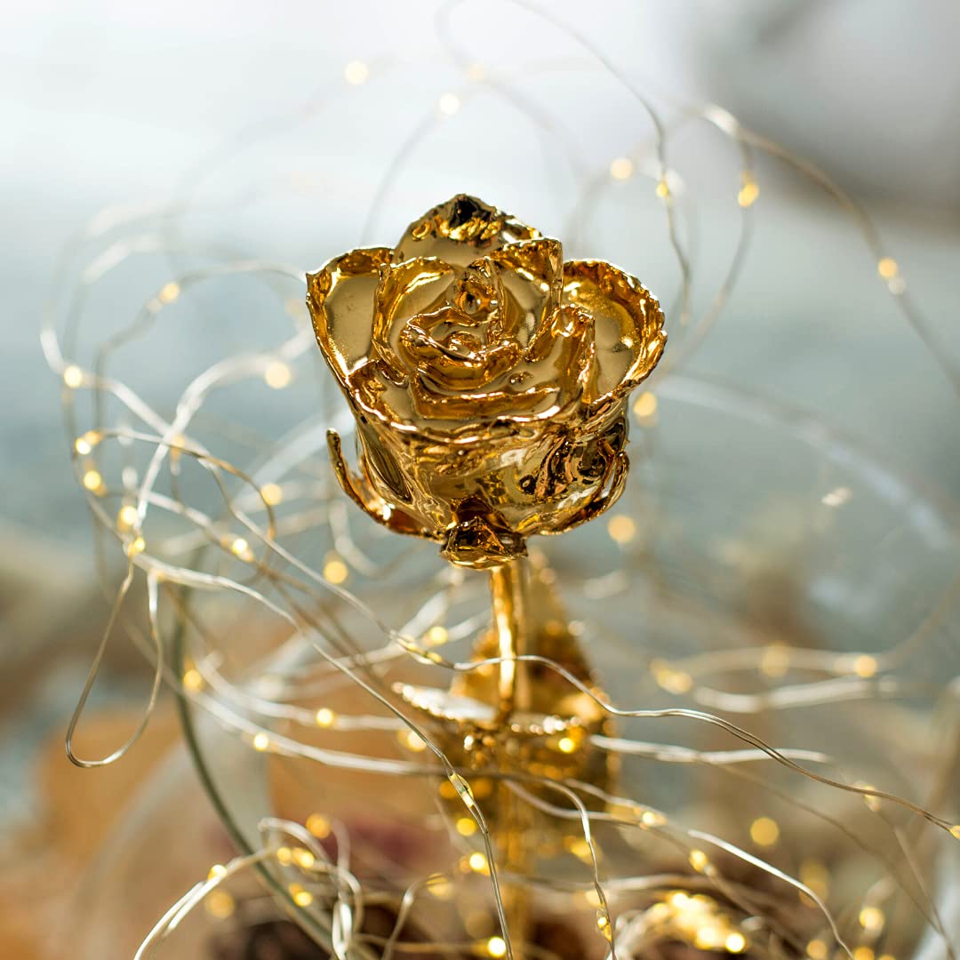 Amikado - Rose en Or et Son Coffret Personnalisé - Rose en Or éternelle, 26 cm et 24 carats - Cadeau Saint Valentin, Cadeau Maman