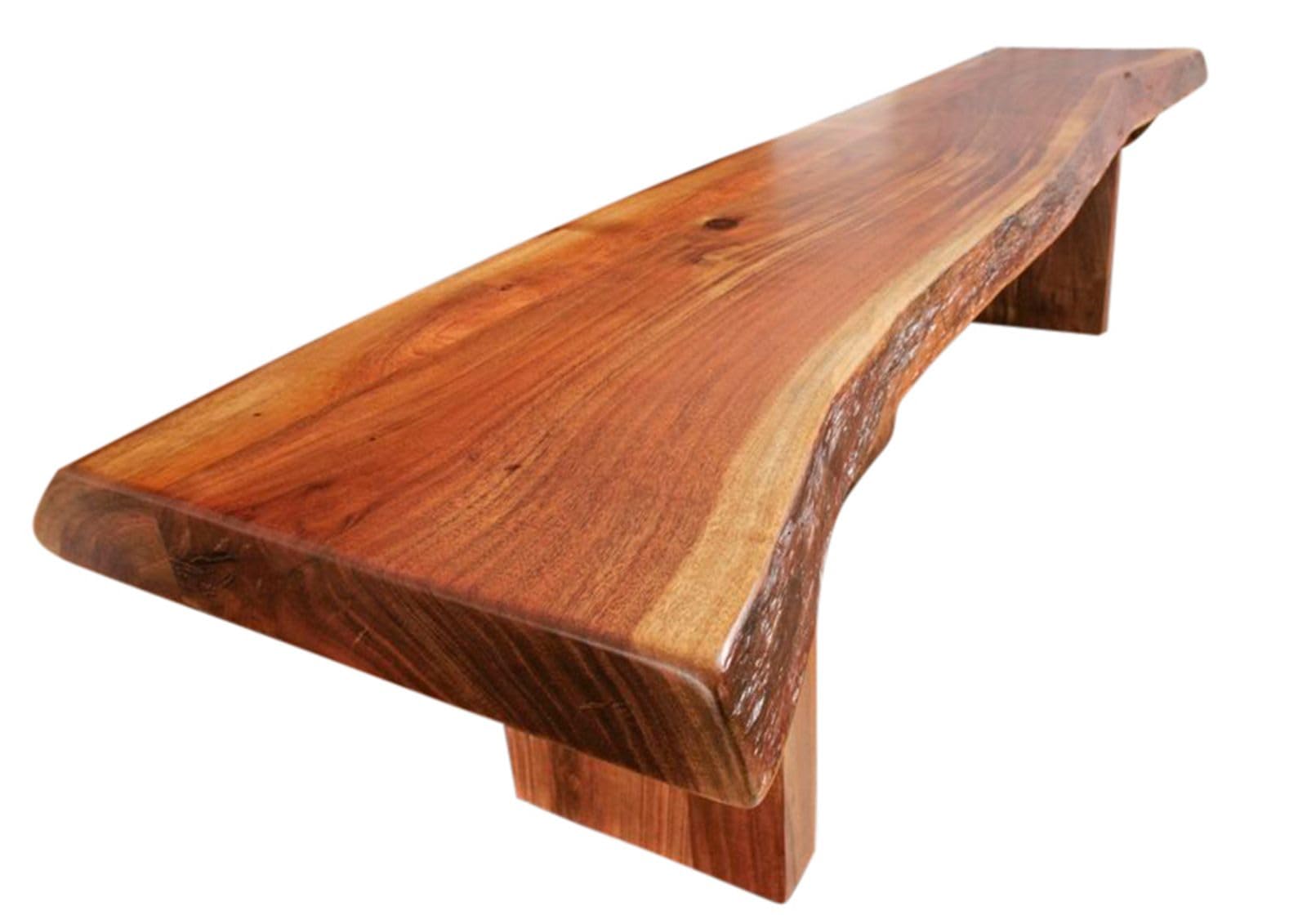 Banc 235x38cm Bois Massif d'Acacia Laqué Noisette Design Naturel Freeform