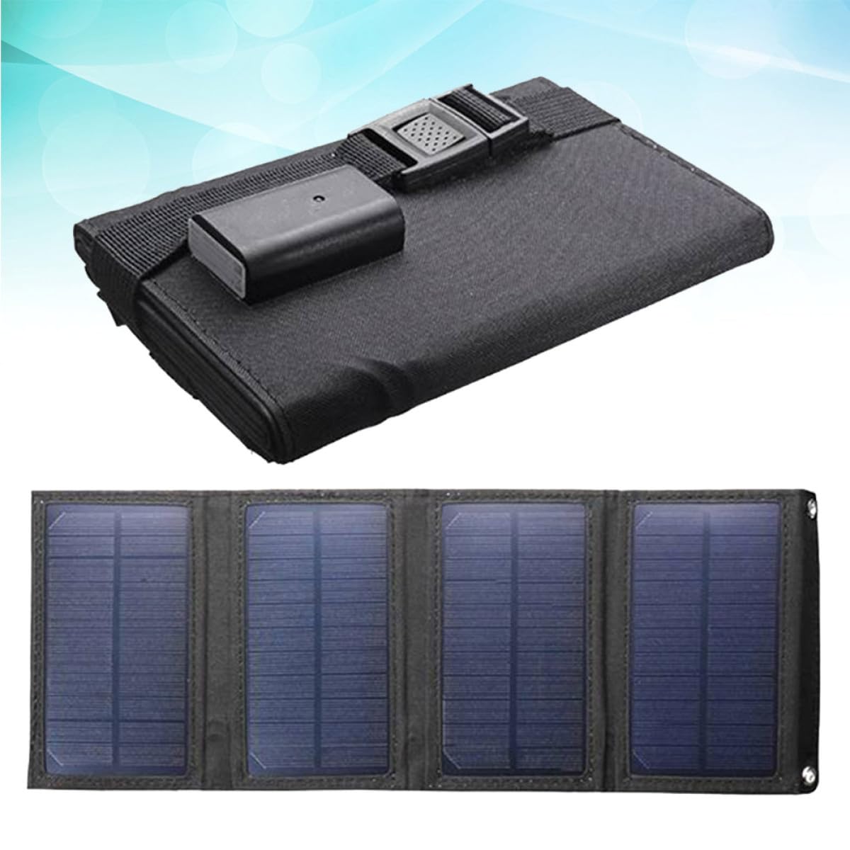 Cargador Solar Plegable 10w USB para Móvil, Panel Negro