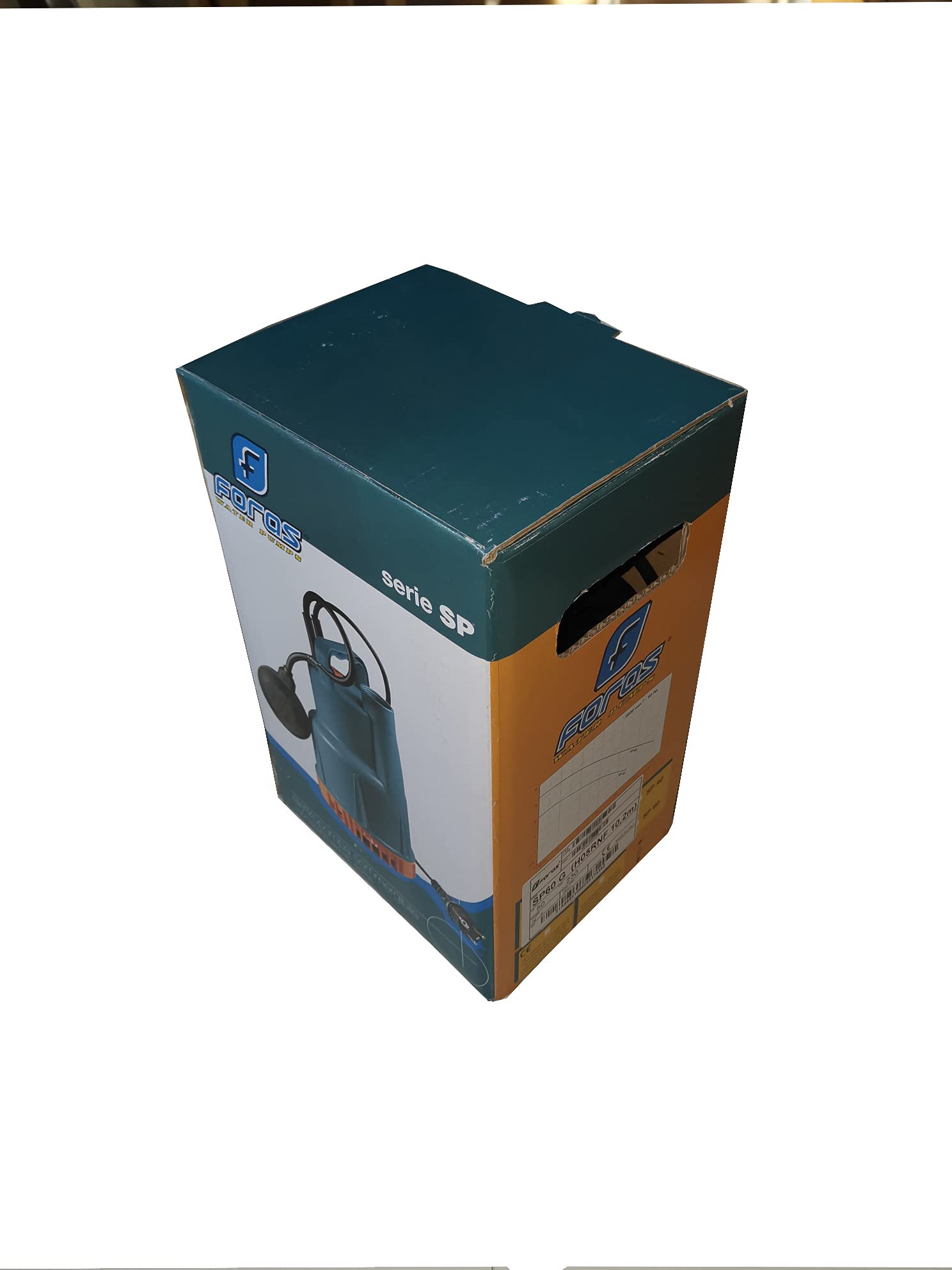 FORAS automatische SP100G Schmutzwasser Tauchpumpe und Abpumpe 13 m Förderhöhe, 250 l/min Fördermenge, Partikelgröße 7 mm, 10 m Kabel
