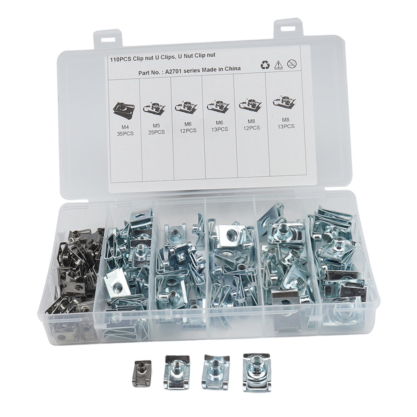 110pezzi Fasteners Manganese Clip u Per Fissaggio e Auto Facili Installare Per Cablaggi e Fissaggi Su Veicoli